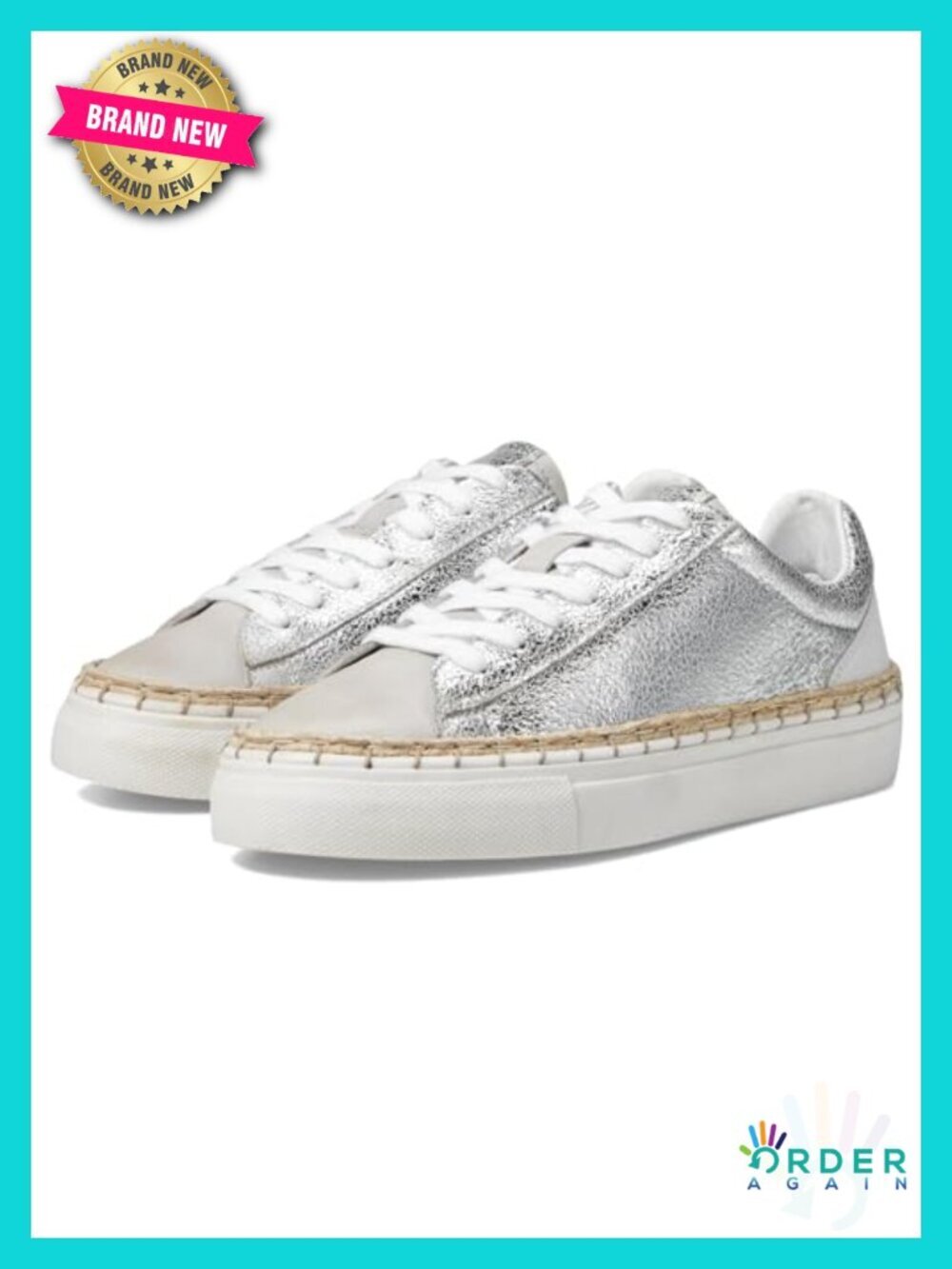Women's Fashion Sneaker with Lace-Up Closure, Leather Upper, Jute Detail,